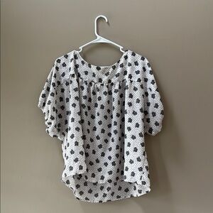 Ann Taylor Cream Blouse with Bib Collar and Boxy Fit